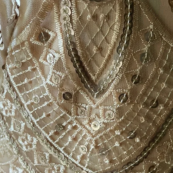 Tadashi Shoji Off-the-Shoulder Sequined Embroidered Dress - Picture 6 of 6